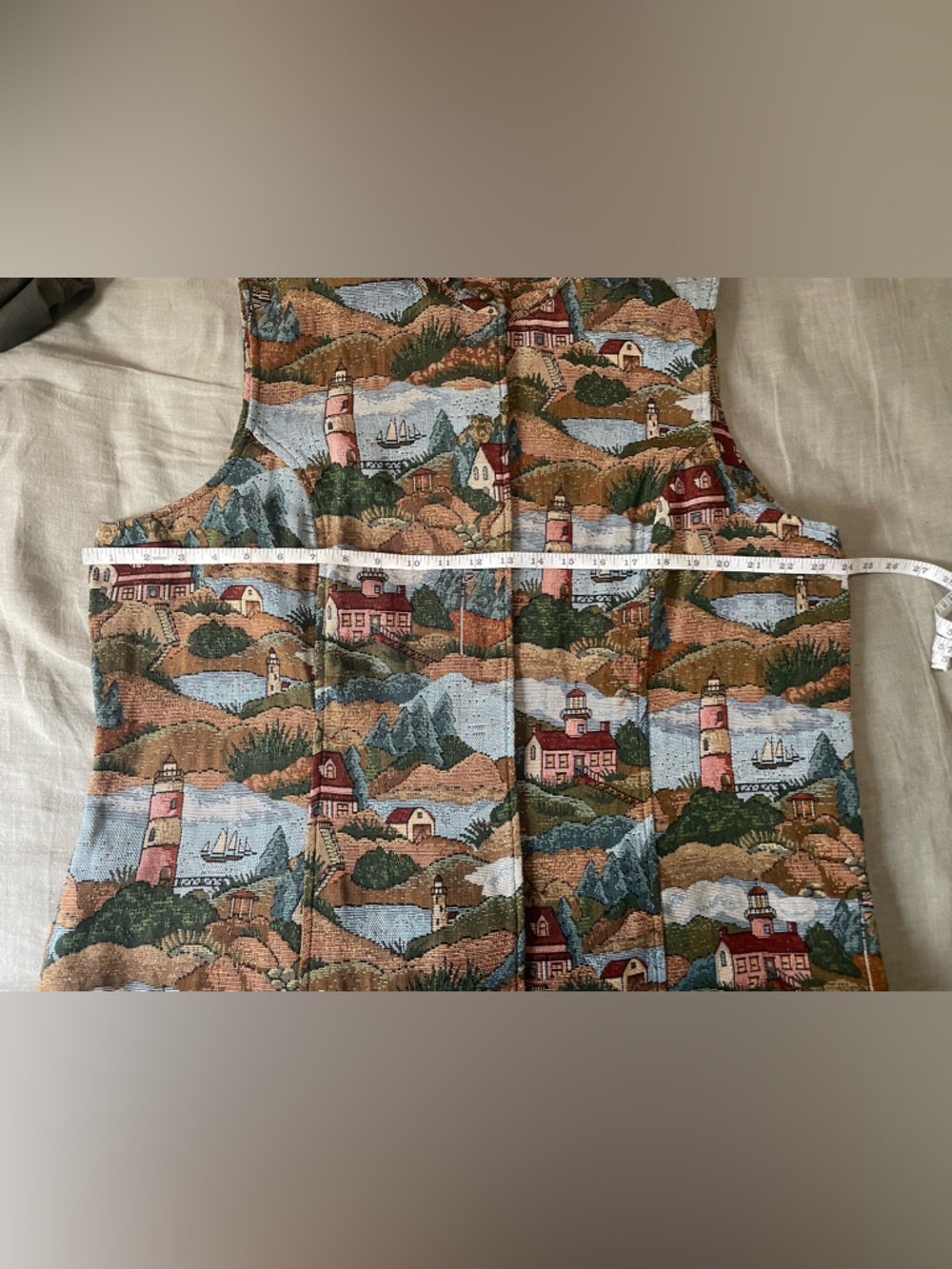 Vintage Blair tapestry Nautical vest XL lighthouse - Picture 6 of 8